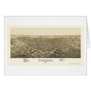 Cartão Carthage, mapa panorâmico do MO - 1891