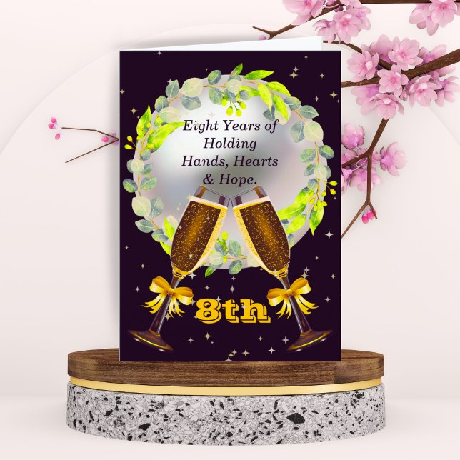 Cartão Cartões, Óculos de Vinho e Rua do 8º aniversário (Criador carregado)