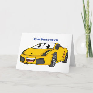 Cartão Cartografia de carro esportivo amarelo e bonito