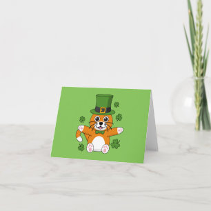 Cartão Cartografia de Dia de São Patrício Gato Shamrocks 