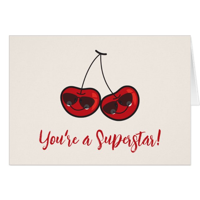 Cartão Cartografia Divertida e Legal cerejas Cheeky com ó (Frente Horizontal)