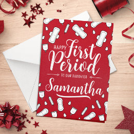 Cartão Cartografia Pads Red Script Teen Girl Primeiro Per
