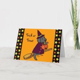 Cartão Cartoon 1 do Halloween Black Labrador