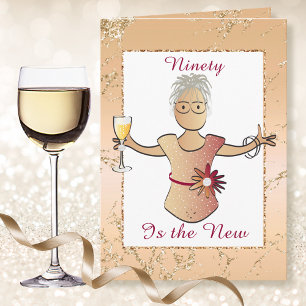 Cartão Cartoon 90 e Fabulosa de Aniversário