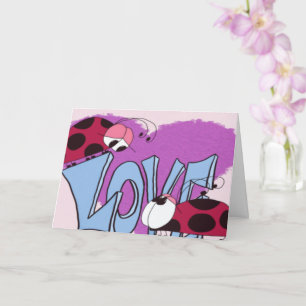 Cartão Cartoon Adorable Ladybug Love