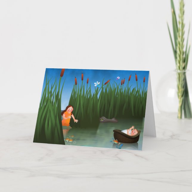 Cartão Cartoon Baby Moses Passover (Frente)