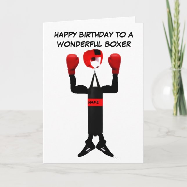 Cartão Cartoon Boxer Birthday (Frente)