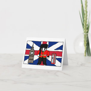 Cartão Cartoon britânico Badger com Big Ben e Flag