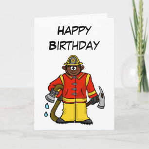Cartão Cartoon Brown-Skin Fireman    CardPersonalize-O!