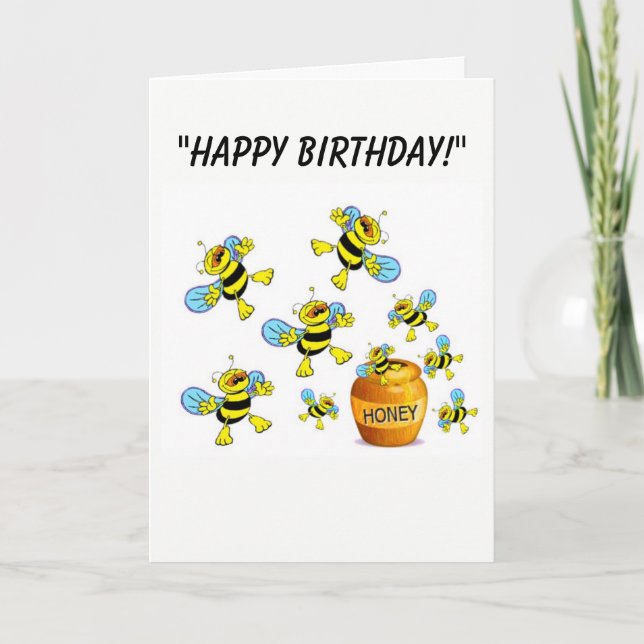 Cartão Cartoon Bumble-Bee Birthday Card (Frente)