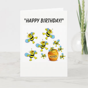 Cartão Cartoon Bumble-Bee Birthday Card
