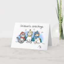 Cartoon Cat Christmas Carollers Cumprimentos de Fi