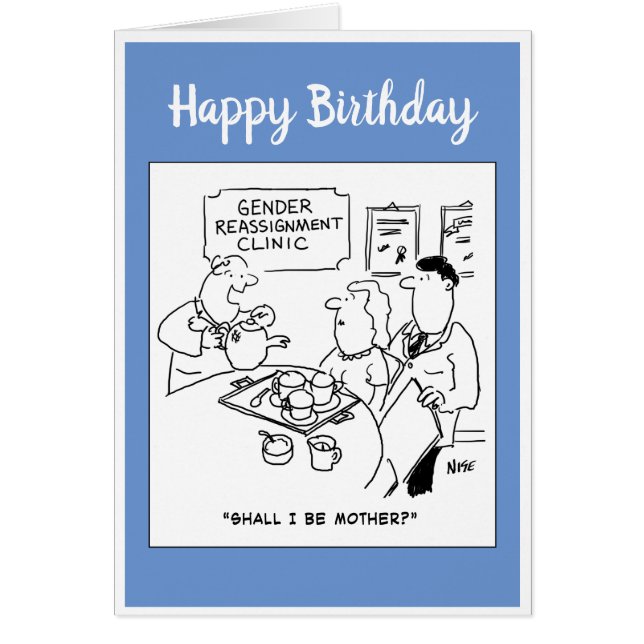 Cartão Cartoon Clínico de Reatribuição de Gênero (Frente)