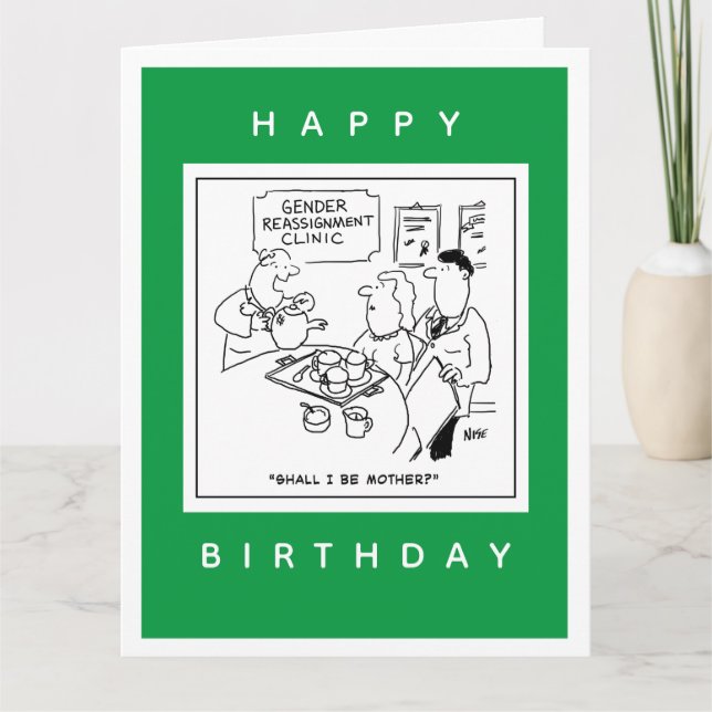 Cartão Cartoon Clínico de Reatribuição de Gênero (Frente)