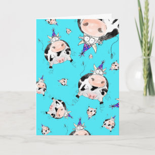 Cartão Cartoon Cow Birthday