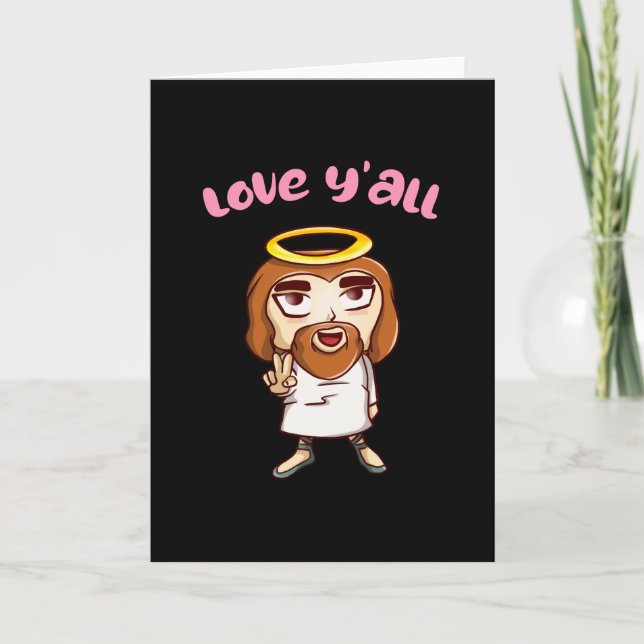 Cartão Cartoon Cristão Encantado Jesus Cristo Chibi (Frente)