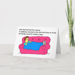 Cartão Cartoon da Vacina do Homem Engraçado Feliz Dia dos