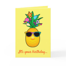 Cartoon de abacaxi tropical com sombras