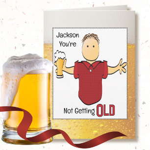 Cartão Cartoon de Aniversário de 50 Anos Masculino Cervej