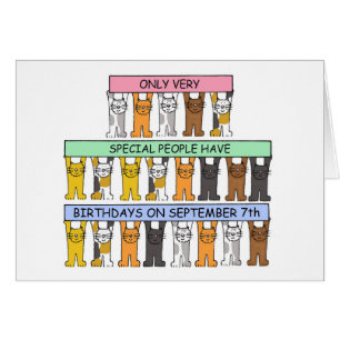 Cartão Cartoon de Aniversário de Setembro Gata Humor
