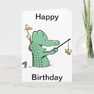 Cartão Cartoon de Aniversário do Velho Homem Croc