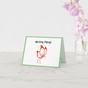 Cartão Cartoon de Borboleta Laranja, Linda Arte Natural d