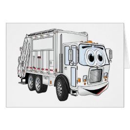 Cartão Cartoon de Caminhão de Lixo Branco