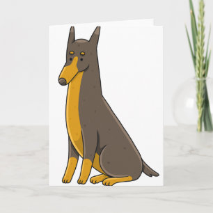 Cartão Cartoon de Doberman Pinscher Sentado