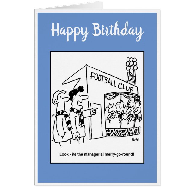 Cartão Cartoon de futebol de Feliz-volta para a gestão (Frente)