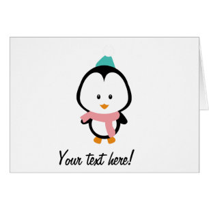 Cartão Cartoon de pinguim bonito