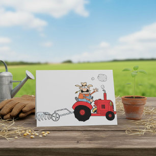Cartão Cartoon de Trator de Fazendeiro Country Humorístic