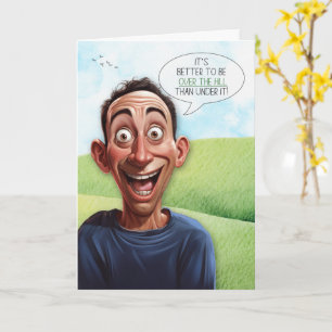 Cartão Cartoon do Homem Engraçado de Aniversário Além da