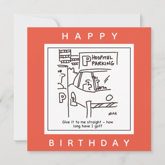 Cartão Cartoon do Parque Estacionário do Carro do Hospita (Frente)