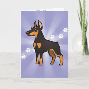 Cartão Cartoon Doberman Pinscher (orelhas pontiagudas)