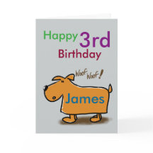 Cartoon dog Happy aniversário de 3 anos name