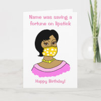 Cartoon Engraçado FaceMask Lipstick Dark Hair Aniv