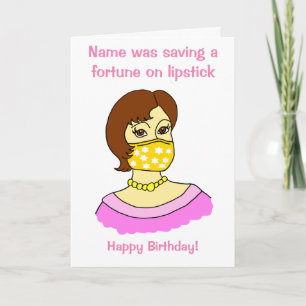 Cartão Cartoon Engraçado Máscara Lipstick Brunthday