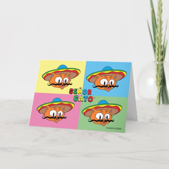 Cartão Cartoon Fiesta Cat Pop Art Dentro Card (Frente)