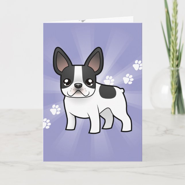 Cartão Cartoon French Bulldog (Frente)