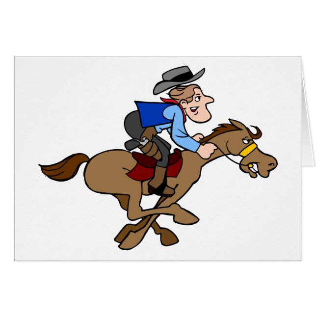 Cartão Cartoon Gallops Fast Horse (Frente Horizontal)