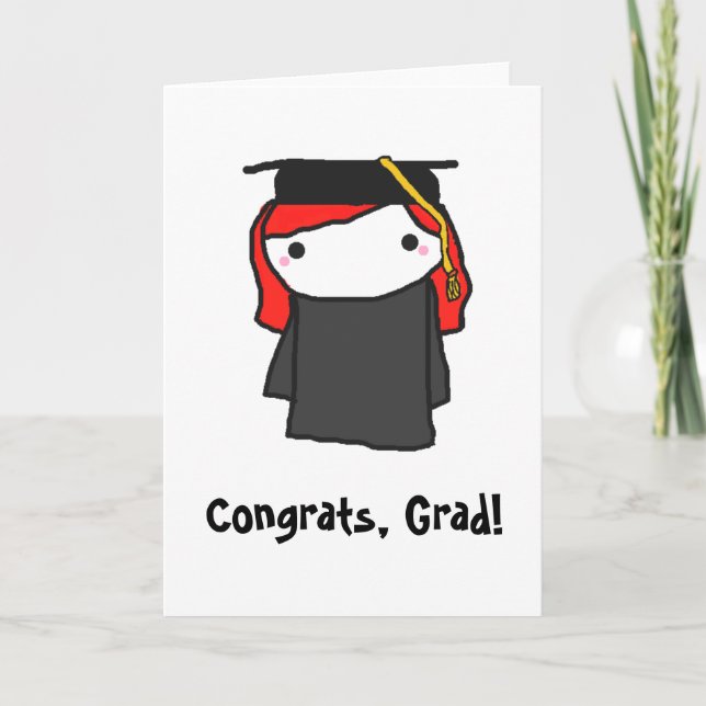 Cartão Cartoon Girl Graduation Greeting Card (Frente)