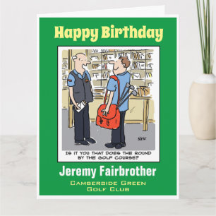 Cartão Cartoon Golf Loving Postman para Golfer