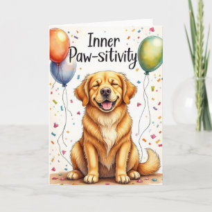 Cartão Cartoon "Inner Paw-sitivity" do ouro Retriever