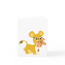 Cartoon Madre Lion e Cub Notecard