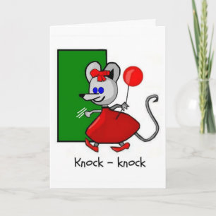 Cartão Cartoon Mouse Knock Piada Aniversário