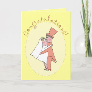 Cartão Cartoon Newlyweds Congratulations Wedding Cards