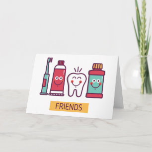 Cartão Cartoon Oral Care Amigos