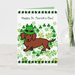 Cartão Cartoon Patrick Day Dachshund