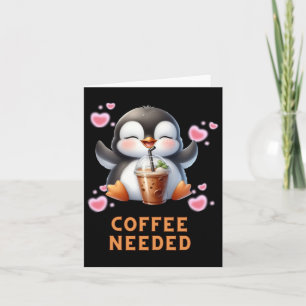 Cartão Cartoon Penguin Coffee Necessário T Sticker