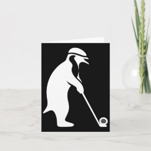 Cartão Cartoon Penguin Jogando Golfe Esporte